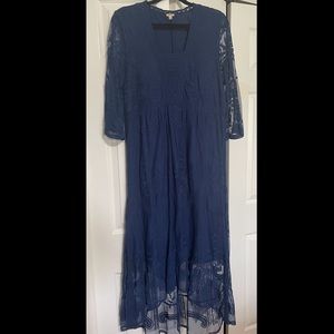 Reba Navy Blue Two-Layer Country Dress
